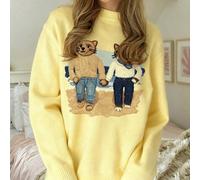 Maglione da donna in teddy bear color crema giallo, il colore crema giallo aggiunge un fascino elegante! Adatto per l'autunno/inverno L,M,SNataleTessuto