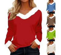 Maglione da donna, invernale, caldo, morbido, a maniche lunghe, da donna, oversize, maglietta a pilou per autunno e inverno, top natalizio, tinta unita, abbigliamento semplice, loungewear per feste