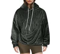Maglione da donna invernale in caldo pile, con cappuccio, a maniche lunghe, con cappuccio, con tasca per gatti, felpa in pile, a maniche lunghe, oversize, morbida maglietta sportiva a maniche lunghe