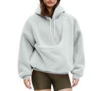 Maglione da donna invernale in caldo pile, con cappuccio, a maniche lunghe, con cappuccio, con tasca per gatti, felpa in pile, a maniche lunghe, oversize, morbida maglietta sportiva a maniche lunghe