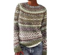 Maglione da donna, Kashmir, caldo, leggero, a maniche lunghe, chic, arcobaleno, girocollo, alla moda, elegante, elástico, maglione in maglia, norvegese, inverno oversize, maglione da donna, 2-Caffè, M