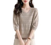 Maglione da donna lavorato a maglia maglione primavera autunno scavare fuori t-shirt allentato maglione stile coreano, 105, L