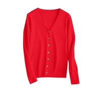 Maglione da donna, leggero, a maniche lunghe, con scollo a V, vintage, classico, cardigan con bottoni, cardigan leggero ed estivo, da donna, i, S