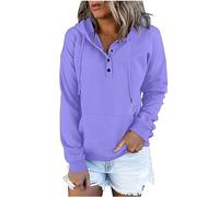Maglione da donna oversize Henley Pullover con cappuccio leggero a maniche lunghe