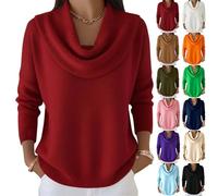 Maglione da donna, oversize, invernale, da donna, caldo, lungo, elegante, in cotone, con colletto rovesciato, a maglia grossa, a maniche lunghe, Blu marino, XL