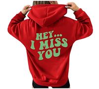 Maglione da donna sciolto casual caldo top con cappuccio a blocchi di colore top manica lunga oversize plus size morbida felpa orecchini neon, Colore: rosso, M