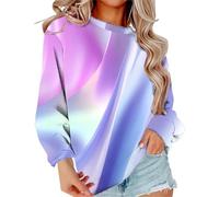 Maglione da donna senza cappuccio, con sfumatura di colore, casual, oversize, a maniche lunghe, Y2K, elegante, casual, a maniche lunghe, con stampa 3D, con scollo rotondo, Blu4, M