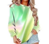 Maglione da donna senza cappuccio, con sfumatura di colore, casual, oversize, a maniche lunghe, Y2K, elegante, casual, a maniche lunghe, con stampa 3D, con scollo rotondo, Verde4., M
