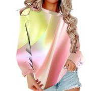 Maglione da donna senza cappuccio, con sfumatura di colore, casual, oversize, a maniche lunghe, Y2K, elegante, casual, a maniche lunghe, con stampa 3D, con scollo rotondo, Giallo4., M
