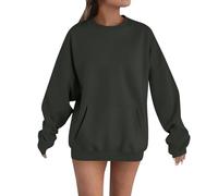 Maglione da donna senza cappuccio, felpa da donna, oversize, con cappuccio, elegante, a maniche lunghe, tinta unita, maglietta basic per adolescenti, ragazze, streetwear, felpa con cappuccio con