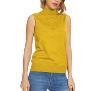 Maglione da donna senza maniche a collo alto elasticizzato polo a collo alto tinta unita canotta casual tinta unita biancheria intima di base camicetta morbida per uscire - Tessuto a maglia morbido