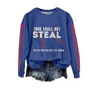 Maglione da donna sotto i 20 anni con scritta "Not Steal Unless You Can Beat The Throw Print Sweatshirt Apparel Short Print Loose Plus Size Top, Blu, S