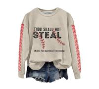 Maglione da donna sotto i 20 anni con scritta "Not Steal Unless You Can Beat The Throw Print Sweatshirt Apparel Short Print Loose Plus Size Top, Beige, XL