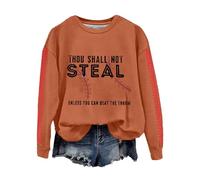 Maglione da donna sotto i 20 anni con scritta "Not Steal Unless You Can Beat The Throw Print Sweatshirt Apparel Short Print Loose Plus Size Top, Arancione, L