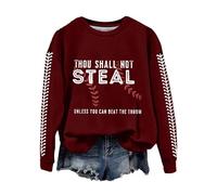 Maglione da donna sotto i 20 anni con scritta "Not Steal Unless You Can Beat The Throw Print Sweatshirt Apparel Short Print Loose Plus Size Top, vino, XL