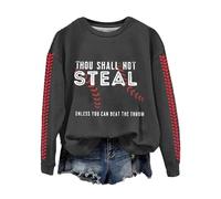 Maglione da donna sotto i 20 anni con scritta "Not Steal Unless You Can Beat The Throw Print Sweatshirt Apparel Short Print Loose Plus Size Top, Grigio scuro, XL