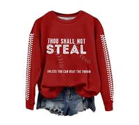 Maglione da donna sotto i 20 anni con scritta "Not Steal Unless You Can Beat The Throw Print Sweatshirt Apparel Short Print Loose Plus Size Top, Rosso, M