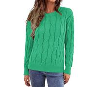 Maglione da donna taglie forti, maglione girocollo da donna UK - Maglione a maglia grossa a maniche lunghe maglione autunno inverno maglioni casual morbido maglione girocollo maglieria, Verde, XXL