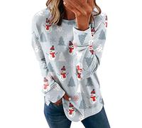 Maglione da donna UK Donna Autunno Moda Top Casual Felpa Senza Cappuccio Stampa Natale Pullover Felpa Casual, blu cielo, L