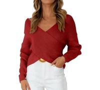 Maglione da donna UK Elegante Baggy V Neck Jumper per le donne UK Manica Lunga Maglia Top Autunno Maglione lavorato a maglia Plus Size Off The Shoulder Pullover Solido Pullover Maglioni Termici Top