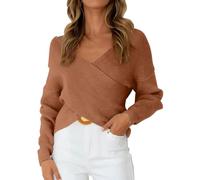 Maglione da donna UK Elegante Baggy V Neck Jumper per le donne UK Manica Lunga Maglia Top Autunno Maglione lavorato a maglia Plus Size Off The Shoulder Pullover Solido Pullover Maglioni Termici Top