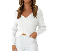 Maglione da donna UK Elegante Baggy V Neck Jumper per le donne UK Manica Lunga Maglia Top Autunno Maglione lavorato a maglia Plus Size Off The Shoulder Pullover Solido Pullover Maglioni Termici Top