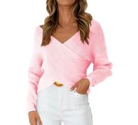 Maglione da donna UK Elegante Baggy V Neck Jumper per le donne UK Manica Lunga Maglia Top Autunno Maglione lavorato a maglia Plus Size Off The Shoulder Pullover Solido Pullover Maglioni Termici Top