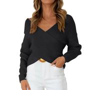 Maglione da donna UK Elegante Baggy V Neck Jumper per le donne UK Manica Lunga Maglia Top Autunno Maglione lavorato a maglia Plus Size Off The Shoulder Pullover Solido Pullover Maglioni Termici Top