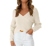 Maglione da donna UK Elegante Baggy V Neck Jumper per le donne UK Manica Lunga Maglia Top Autunno Maglione lavorato a maglia Plus Size Off The Shoulder Pullover Solido Pullover Maglioni Termici Top