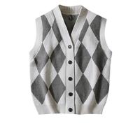 Maglione da donna Y2K Plaid lavorato a maglia Streetwear Preppy Style V Scollo Crop Maglieria Solido Basic Uomo Maglione Confortevole Basic Canottiera per Ragazze, grigio., L