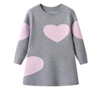 Maglione da ragazza 2025 per bambini alla moda Abito a maglia con motivo a cuore per ragazze adatto per l'uso quotidiano e per le gite ricreative Abito maglione accogliente per bambini dai 4 ai 14