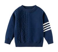 Maglione da ragazzo lavorato a maglia con protezione per il collo integrata per attività all'aria aperta nelle stagioni fredde, Blu marino, 5-6 Anni