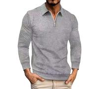 Maglione da uomo 1/4 zip collo collo alto 2025 maglione da lavoro felpa senza cappuccio uomo solido maglione casual casual casual, grigio., M