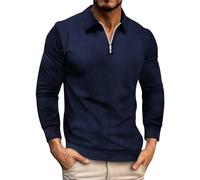 Maglione da uomo 1/4 zip collo collo alto 2025 maglione da lavoro felpa senza cappuccio uomo solido maglione casual casual casual, Blu marino, M