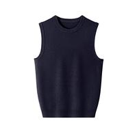 Maglione da uomo 100% Cashmere Giovane e di Mezza Età Girocollo Gilet Primavera e Autunno, blu navy, L