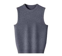Maglione da uomo 100% Cashmere Giovane e di Mezza Età Girocollo Gilet Primavera e Autunno, grigio, L