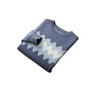 Maglione da uomo 100% lana O-collo manica lunga maglia pullover maglione invernale spesso caldo business casual top, Blu, XL