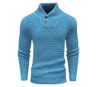 Maglione da uomo a collo alto a maniche lunghe con collo a scialle lavorato a maglia con scollo a V maglione a nido d'ape slim fit maglione da pescatore, Colore 10, L