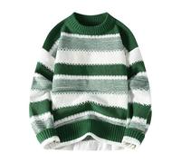 Maglione da uomo a collo tondo, maglione caldo a righe, casual, a maniche lunghe, elegante e chic vintage pullover a taglio ampio versatile coppia maglione per autunno inverno natale
