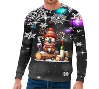 Maglione da uomo a maglia con scollo rotondo per il tempo libero, perfetto per gli strati o come stile autonomo, ideale, Nero , XL