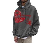 Maglione da uomo a maniche lunghe con scritta in inglese "Problem Solved Problem", stile casual, stile hip hop, girocollo, costume di carnevale, O grigio., L