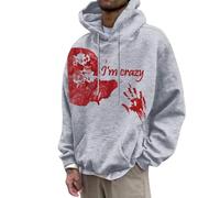 Maglione da uomo a maniche lunghe con scritta in inglese "Problem Solved Problem", stile casual, stile hip hop, girocollo, costume di carnevale, O grigio chiaro, S