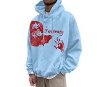 Maglione da uomo a maniche lunghe con scritta in inglese "Problem Solved Problem", stile casual, stile hip hop, girocollo, costume di carnevale, O celeste, XXXL