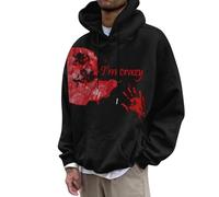 Maglione da uomo a maniche lunghe con scritta in inglese "Problem Solved Problem", stile casual, stile hip hop, girocollo, costume di carnevale, O nero., M