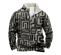 Maglione da uomo a righe da uomo in cotone ricco di mezza zip foderato in pile a maniche lunghe Pullover Sherpa Maglione con colletto alla coreana Felpa casual invernale calda felpa stampata maglione