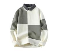 Maglione da uomo, casual, in cotone, a mezza zip, girocollo, in pile, oversize, per l'inverno, lo sport, da lavoro, basic con abbottonatura in maglia e pile, 34, 4XL