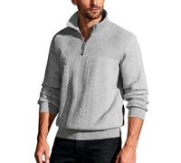 Maglione da uomo con cerniera a un quarto e cavo, lavorato a maglia con | Tessuto lavorato a maglia a maniche lunghe termiche traspiranti Soft Touch