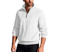 Maglione da uomo con cerniera a un quarto e cavo, lavorato a maglia con | Tessuto lavorato a maglia a maniche lunghe termiche traspiranti Soft Touch