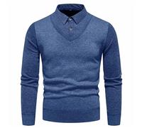 Maglione da uomo con colletto a lupetto, maglione da uomo con scollo a V, a maniche lunghe, lavorato a maglia, con scollo a V, vestibilità aderente, semplice, casual, maglione invernale con colletto a