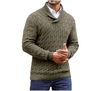 Maglione da uomo con collo alto a lupetto per uomo a maniche lunghe slim tunica lavorata all'uncinetto tinta unita inverno autunno 2025 moda Y2K, Z-067 Verde lime militare, L